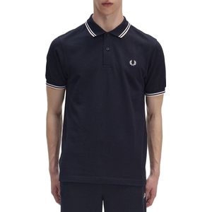 Fred Perry, Tops, Heren, Blauw, L, Katoen, Klassieke katoenen polo met dubbele streep