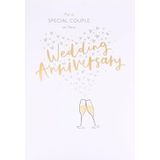 UK Greetings Huwelijksverjaardagskaart voor een speciaal stel, hart en champagne, Thinking of You-serie