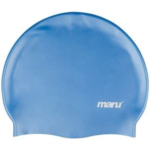 MARU 100% siliconen badmuts, uniseks, lichte badmuts voor mannen en vrouwen, comfortabele en duurzame badmuts ontworpen in het Verenigd Koninkrijk (blauw, Eén maat)