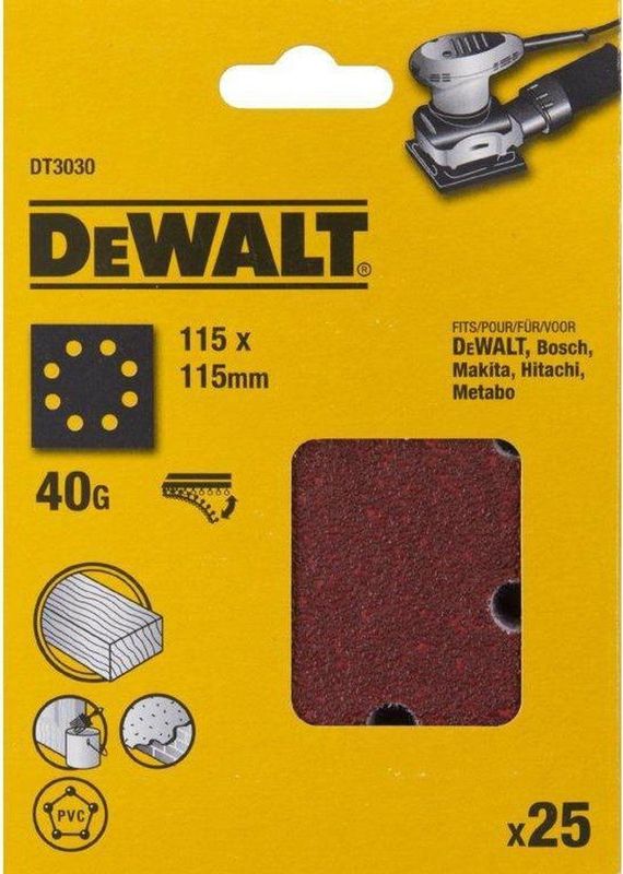 DeWalt - DT3030-QZ - Schuurpapier - Geperforeerd - Velcro - K40 - 25 Stuks