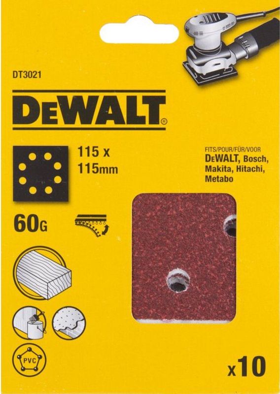 DeWalt DT3021-QZ - Schuurpapier - Geperforeerd - Velcro - K60 - 115x115mm