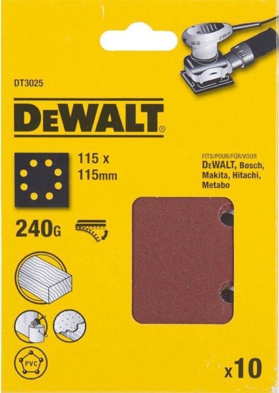 DeWalt DT3025-QZ - Schuurpapier - K240 - Geperforeerd - Velcro - 10 Stuks