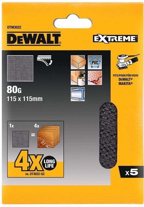 DeWalt DTM3022-QZ - Mesh Schuurgaas - 115x115mm - K80