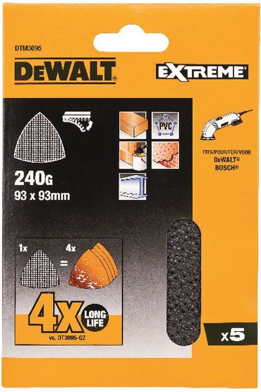 DeWalt - Mesh Schuurgaas - 93x93mm - K240 - 5 Stuks