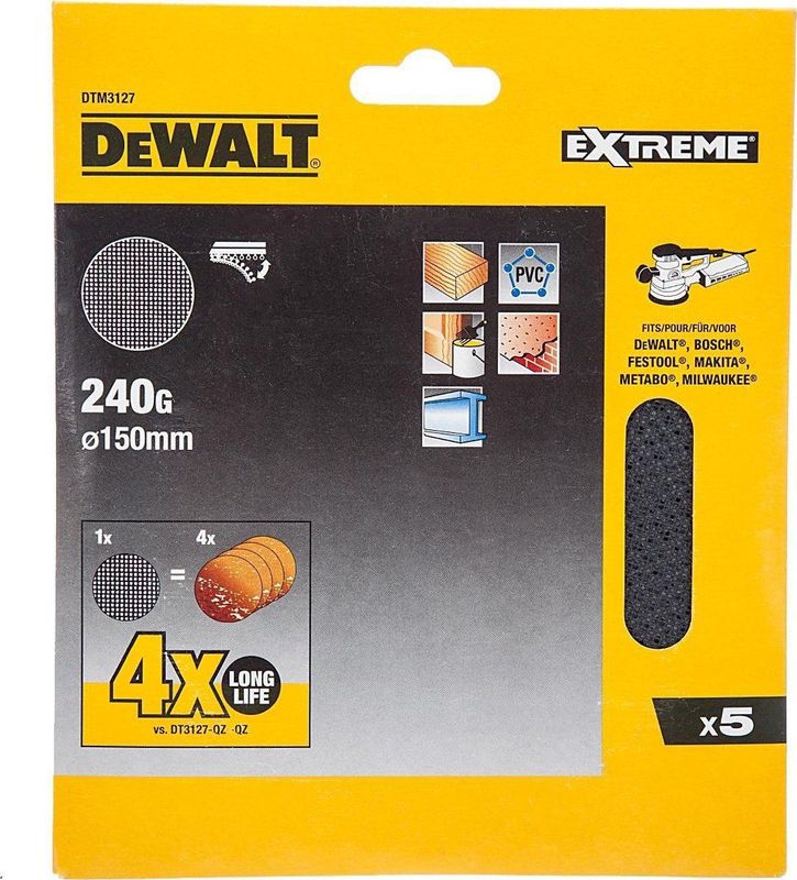 DeWalt - DTM3127-QZ - Mesh Schuurgaas ø150mm K240 - 5 Stuks