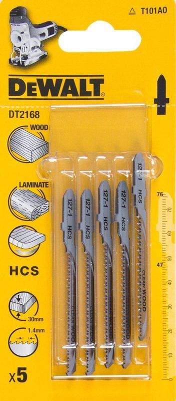 DeWALT DT2168 HCS Decoupeerzaagblad - Hout / Laminaat - 5 Stuks