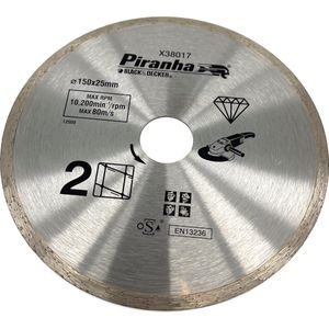 Piranha diamantzaagblad - Ø 150 mm - Asgat Ø 25 mm -  Voor tegels, glas en keramiek - X38017
