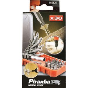 Piranha 30 delige bitswaaierset: Magn. Bithouder, 9x 50mm bits & 20x 25mm bits X60525