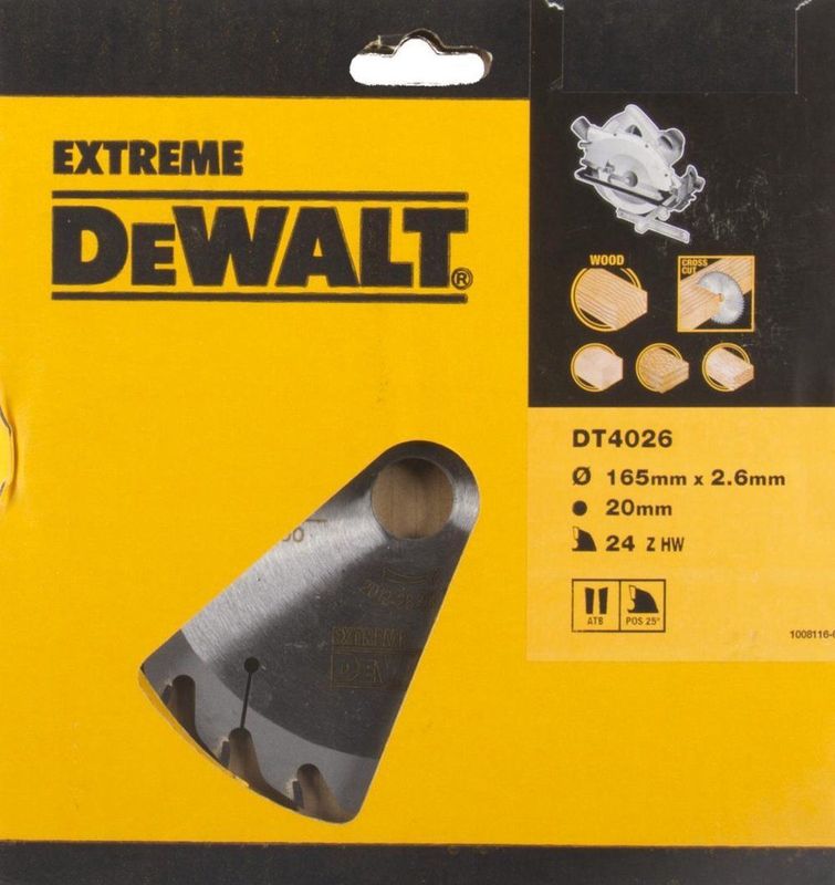 DeWalt - DT4026-QZ - Cirkelzaagblad - 165x20mm - 24 Tands - Lasergesneden