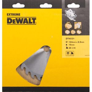 DeWALT Cirkelzaagblad voor Hout | Extreme | Ø 184mm Asgat 16mm 28T - DT4031-QZ