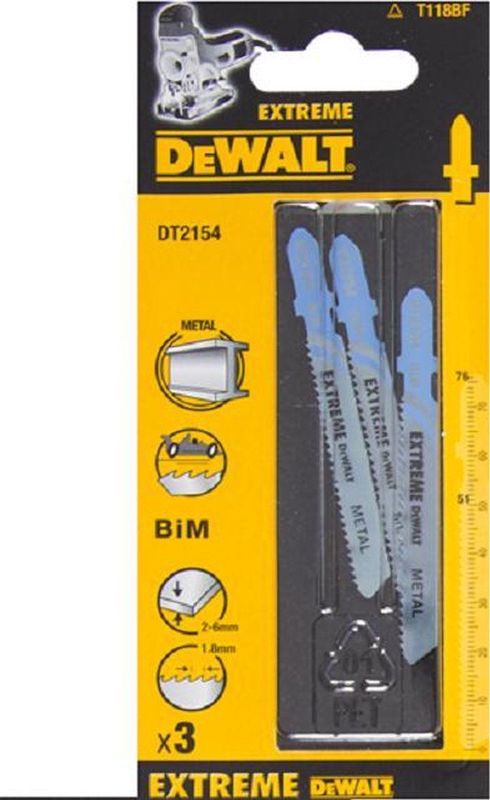 DeWalt JBX BiM-Cobalt Decoupeerzaagbladen - Voor Dik Metaal - 3 Stuks