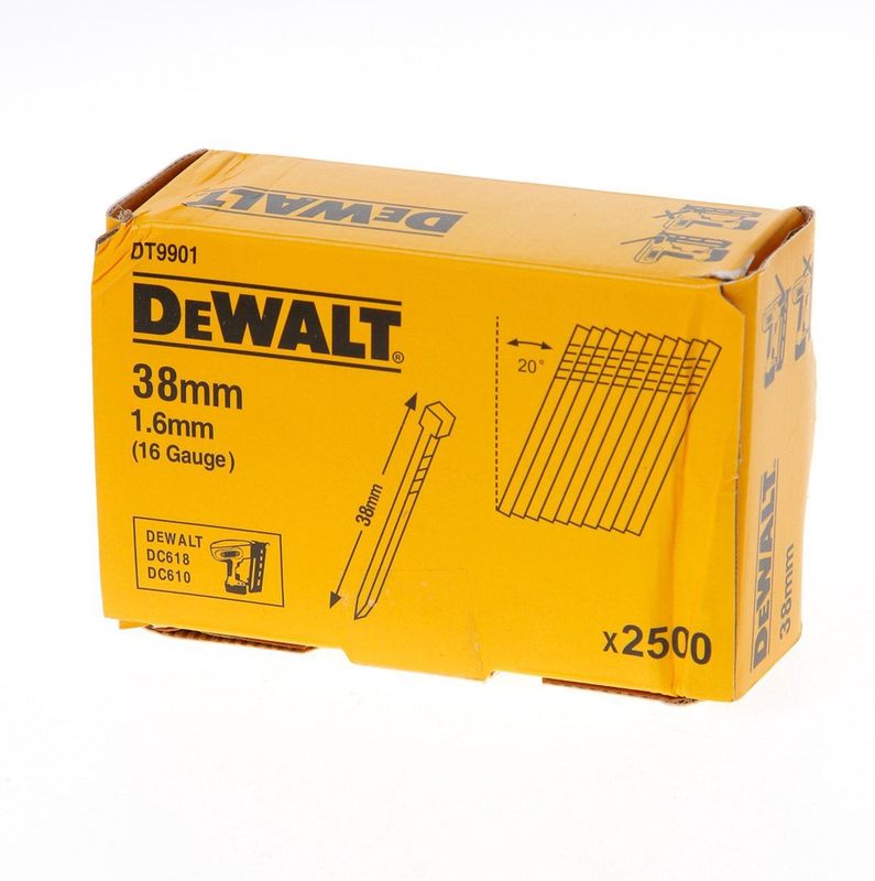 DeWalt - Schuin - Spijkers - Verzinkt - 1,6 mm Diameter - 38 mm Lengte