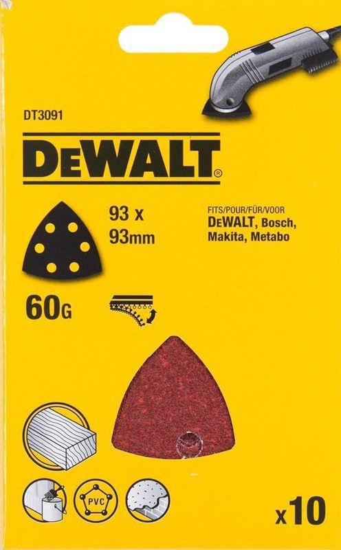 DeWalt - Deltaschuurpapier - K60 - 93x93mm - 10 Stuks