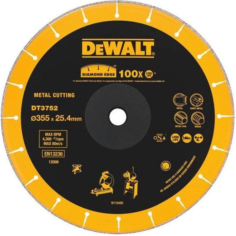 DeWALT - DT3752 - Diamantschijf - 355 x 25,4 mm - Voor Slijpmachines
