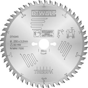 DeWALT DT4345 Extreme Cirkelzaagblad - 250 X 30 X 50T - Hout / Trespa
