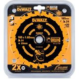 DeWalt DT10300 Extreme Cirkelzaagblad - 165 x 20 x 24T - Hout (Met nagels)