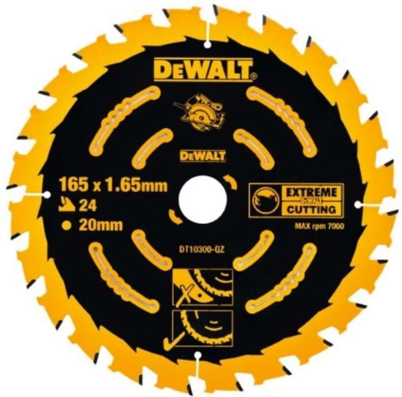 DeWalt DT10300 Extreme Cirkelzaagblad - 165 x 20 x 24T - Hout (Met nagels)