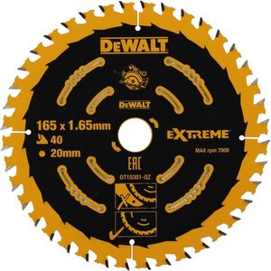 DEWALT - Extreme Cirkelzaagblad - 165/20 mm - 40 Tanden - Voor Fijne Sneden
