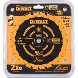 DeWalt DT10302 Extreme Cirkelzaagblad - 184 x 16 x 24T - Hout (Met nagels)