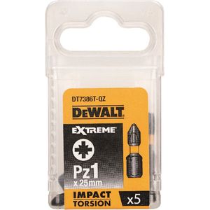 DeWALT DT7386T Extreme Impact Torsion Schroefbits PZ1 25mm 5 Stuks