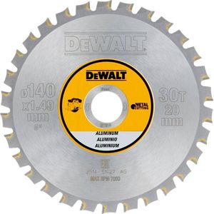 Dewalt DT1910-QZ metalen cirkelzaagblad 140/20 30FZ +3°, voor aluminium