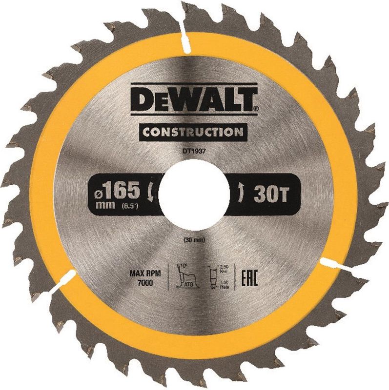 DeWalt DT1937-QZ Cirkelzaagblad - 165mm - 30 Tanden - 30mm Asgat