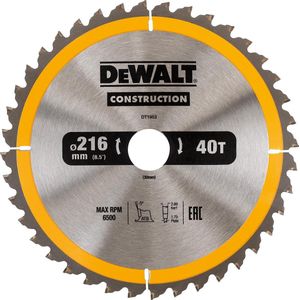 Dewalt DT1953 Construction Cirkelzaagblad - 216 X 30 X 40T - Hout (Met Nagels)