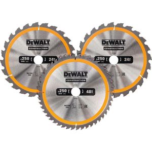 DeWALT DT1963 Cirkelzaagbladen Set 250mm (24T/24T48T 250 X 30mm)