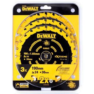 DeWalt DT10399 Constructie Cirkelzaagbladen set - 190 x 30 x 24T (3st) - Hout