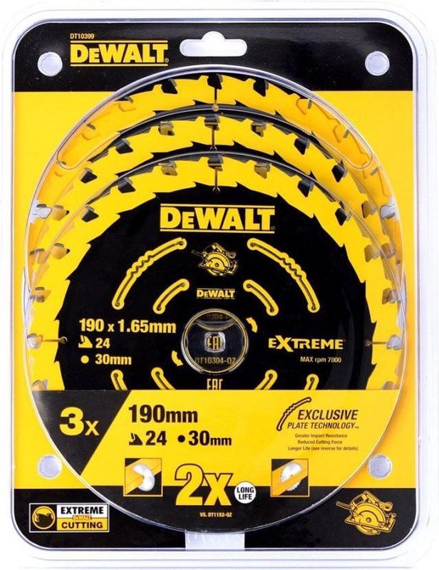 DeWalt DT10399 Constructie Cirkelzaagbladen set - 190 x 30 x 24T (3st) - Hout