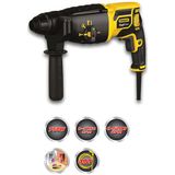 Stanley FatMax 750 Watt SDS-plus boorhamer FME500K (1,8 joule, pneumatisch hamerwerk, rechts-/linksloop, voor hamerboren, boren, beitelen, incl. accessoires + koffer)