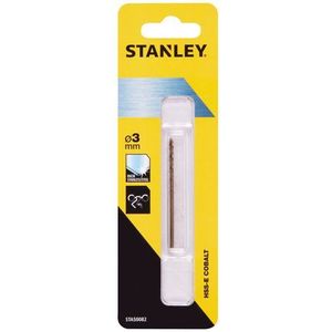 Stanley STA50082-QZ HSS-E Kobalt high-tech metaalboor (voor alle metaalsoorten, 3 mm boordiameter, 61 mm totale lengte, 1 stuks), zwart/geel