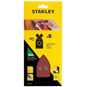 Stanley Multischuurmachine schuurpapier (K120, medium korrel, met klittenbandfix, geschikt voor diverse Black+Decker multischuurmachines, 5 stuks) STA31447