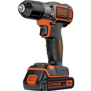 Black+Decker AutoSense accuboormachine, boormachine (18 V 1,5 Ah, met automatische koppelaanpassing, inclusief batterij en snellader van 90 minuten, LED-werklamp, dubbele bit) ASD18K