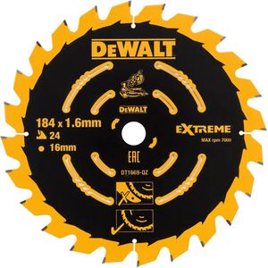 DeWalt DT1669 Extreme Cirkelzaagblad - 184 X 16 X 24T - Hout