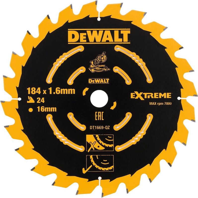 DeWALT - DT1669 - Zaagblad - 184 x 16 mm - 24 Tanden - Premium Carbide