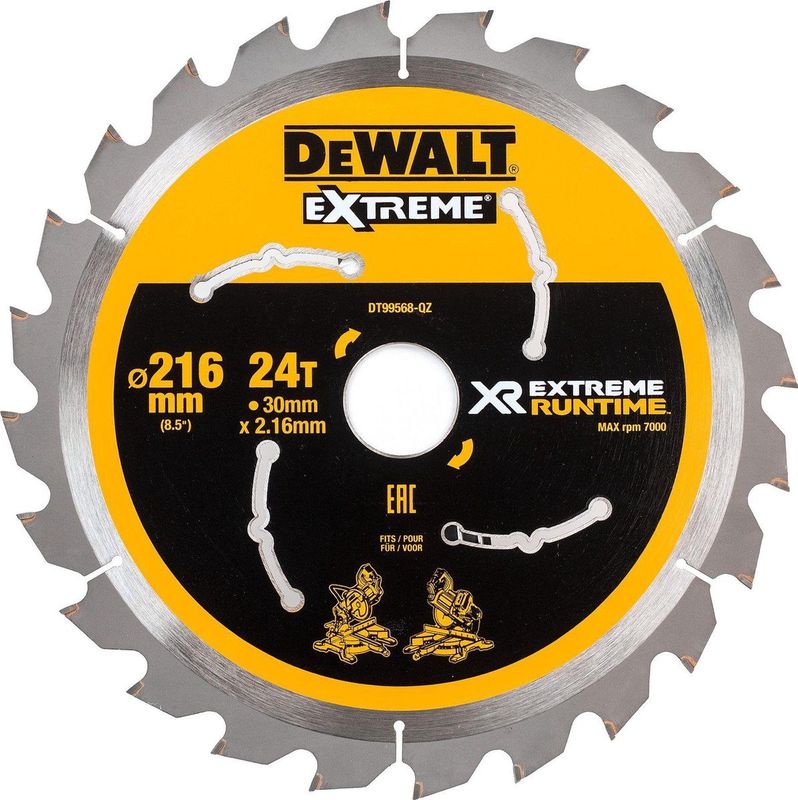 DeWALT DT99568 XR Cirkelzaagblad - 216mm - 30mm - 24T - Hout