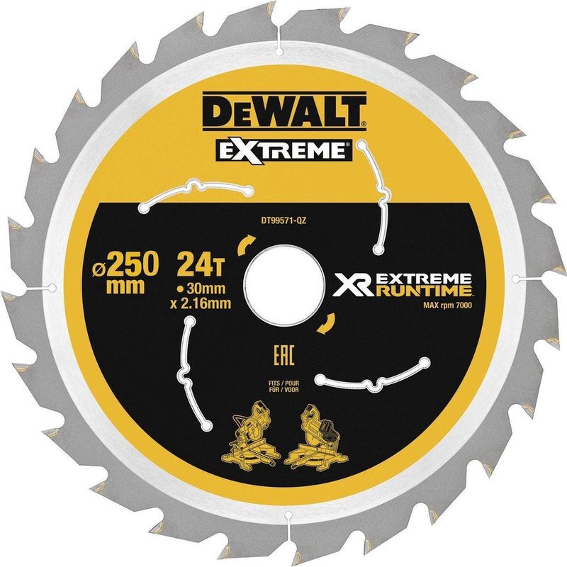 DeWALT DT99571 - Zaagblad 250 x 30 mm - 24 Tanden - Wolfraamlegering