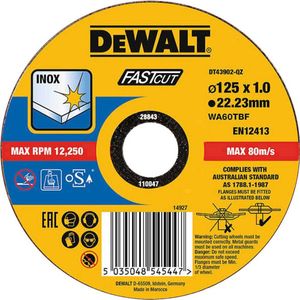 DeWALT DT43902 Doorslijpschijven 125x22.2x1mm. RVS/INOX VE=1