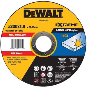 DeWALT DT43909 Doorslijpschijf RVS 230mm