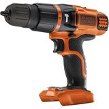 Black+Decker BDCH188N Accu-klopboormachine, boormachine (18 V, met 2 versnellingen, 10 mm snelspanboorhouder, variabele draaimomentvoorkeuze, softgrip, dubbele bit, levering zonder accu en oplader)