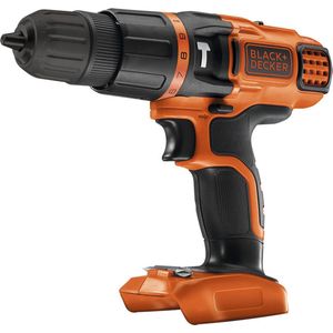 Black+Decker BDCH188N Accu-klopboormachine, boormachine (18 V, met 2 versnellingen, 10 mm snelspanboorhouder, variabele draaimomentvoorkeuze, softgrip, dubbele bit, levering zonder accu en oplader)