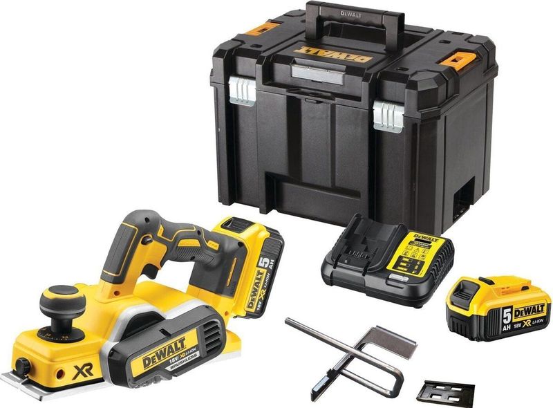 DeWalt DCP580P2 18V Li-Ion Accu schaafmachine set (2x 5.0Ah accu) in TSTAK - 82mm - 2mm - koolborstelloos