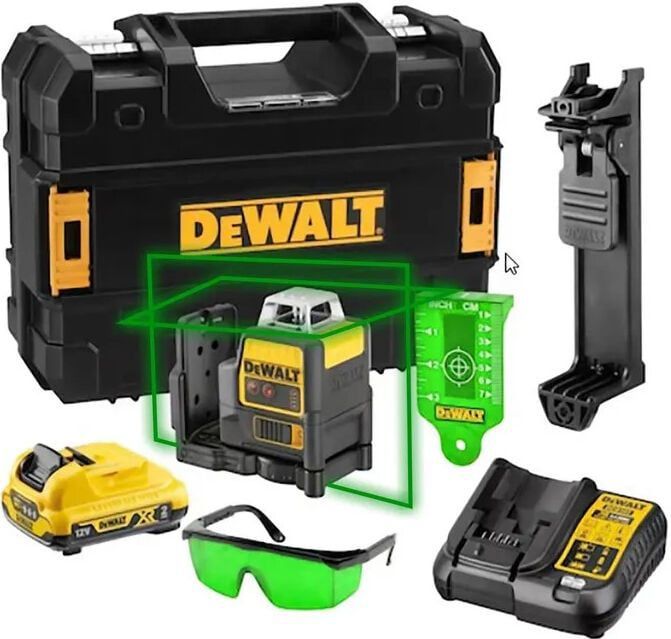 DeWalt DCE0811D1G 10,8V Li-Ion accu Kruislijnlaser 360 graden set (1x 2,0Ah accu) in koffer - groen