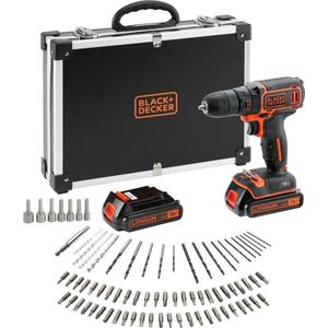 BLACK+DECKER - BDCDC18BAFC-QW - Schroefboormachine - Accu - 18V - Koffer met 80 Accessoires