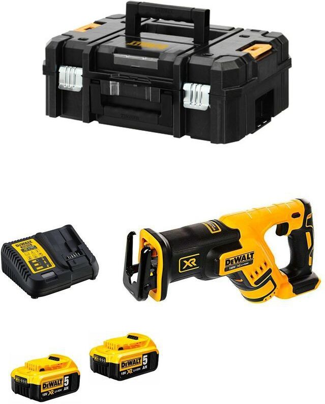 DeWalt DCS367P2 18V Li-Ion accu reciprozaag set (2x 5.0Ah accu) in TSTAK - koolborstelloos