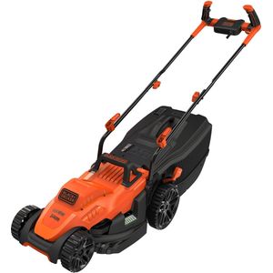 Black+Decker BEMW461BH Elektrische grasmaaier met fietsstuurgreep (1.400 W, 34 cm maaibreedte, 6-voudige hoogteverstelling, 40 l grasopvangbak, ideaal voor middelgrote tuinen)