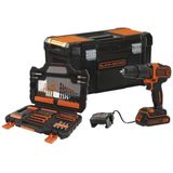 BLACK+DECKER BDCHD18S1KA Accuklopboorschroefmachine - 18V - 2-traps incl. 1,5 Ah accu & 104-delige accessoireset