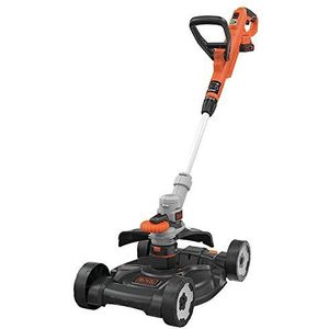 BLACK+DECKER 3-in-1 18 V gereedschap: grastrimmer, trimmers en grasmaaier, 28 cm, 2 snelheden, 2 snijhoogtes (40 en 60 mm), Wordt geleverd met spiegelspoel en 2,5 Ah accu, STC1825CM-QW