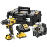 DeWALT DCK212D2T 12V XR Accu Combiset Schroefboormachine  Kruislijnlaser 3x360° (Groen) 2.0ah in TSTAK